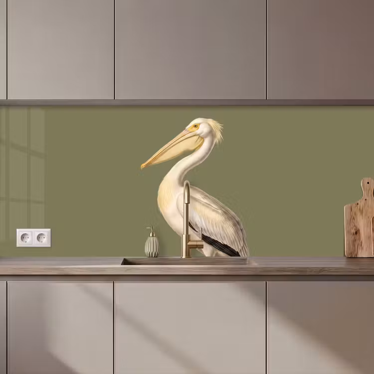 Kitchen splashback - Pelican - White - Bird - Classic - Nature — 1