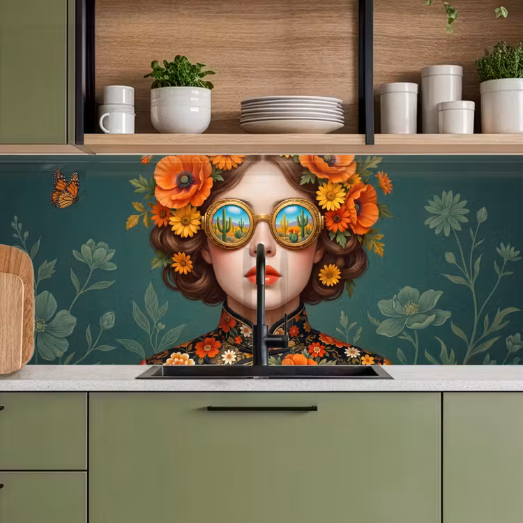 Kitchen splashback - Portrait - Woman - Colorful - Expressive — 8