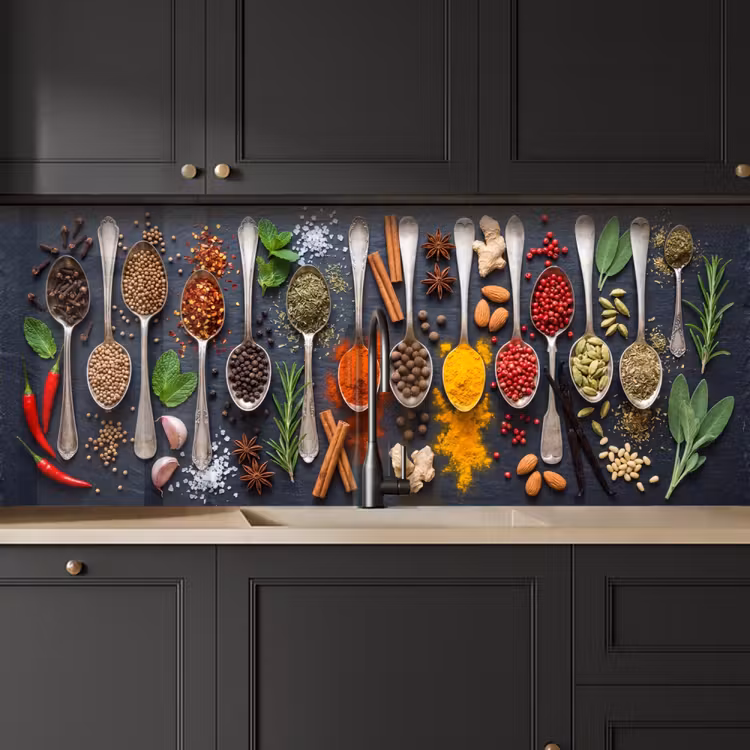 Kitchen splashback - Spices - Spoons - Culinary - Colorful - Atmospheric — 6