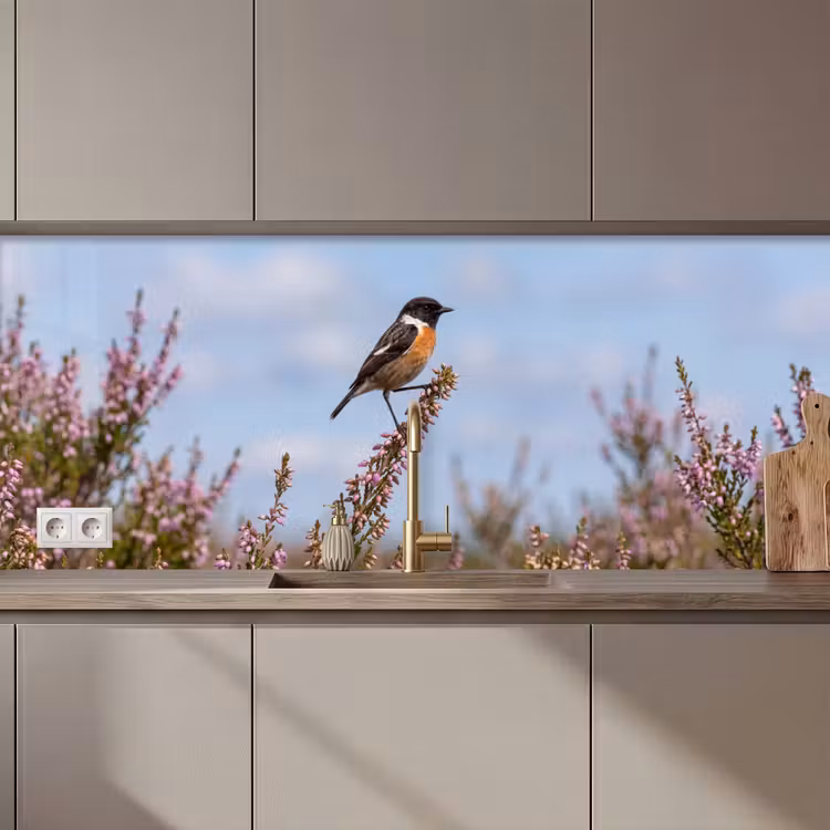 Kitchen splashback - Stonechat - Heather - Purple - Nature - Atmospheric — 1