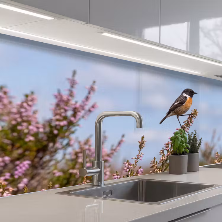 Kitchen splashback - Stonechat - Heather - Purple - Nature - Atmospheric — 2
