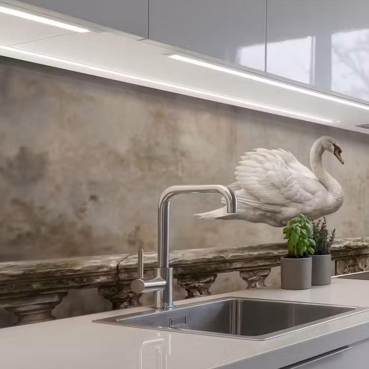 Kitchen splashback - Swan - Elegant - Animals - White — 2
