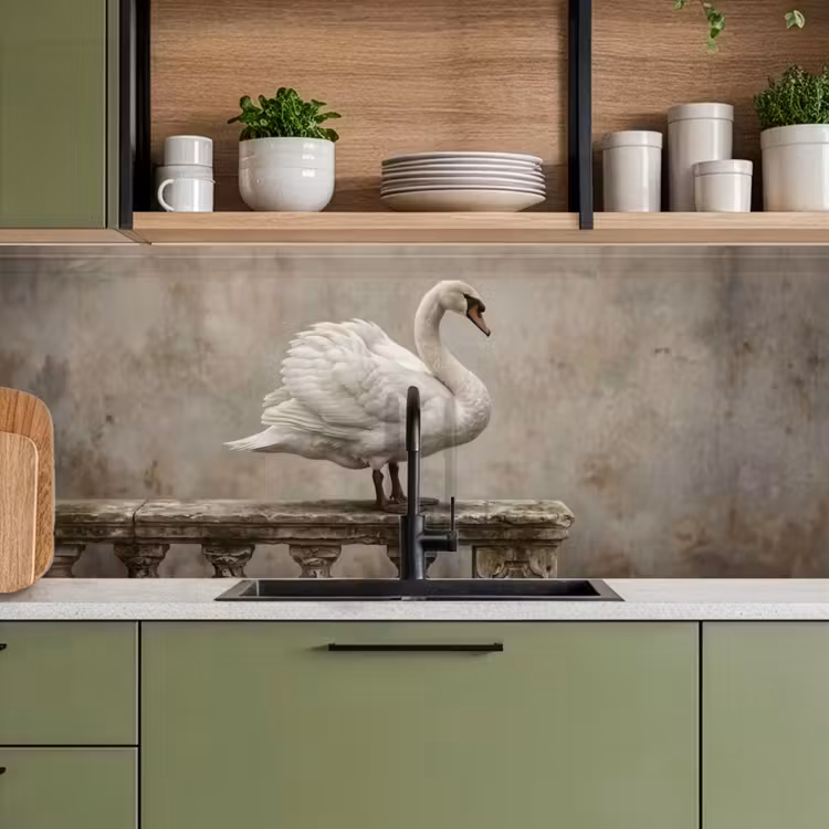 Kitchen splashback - Swan - Elegant - Animals - White — 8