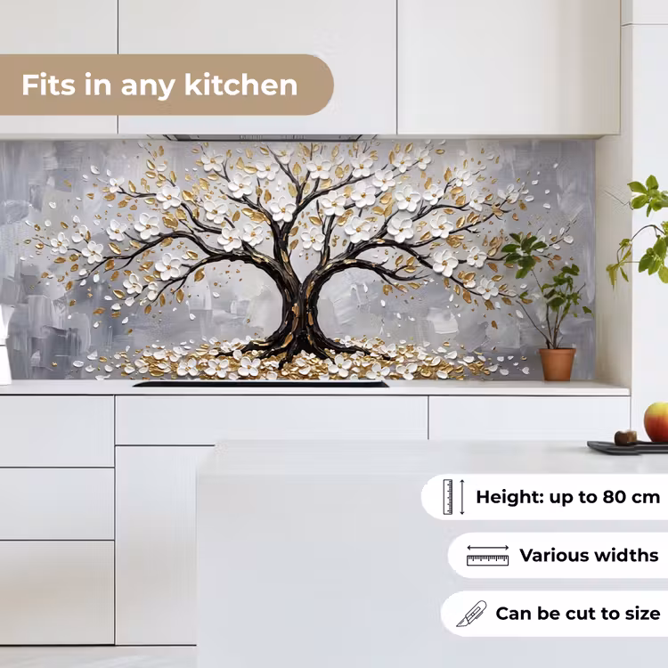 Kitchen splashback - Tree - Flowers - Nature - Abstract - White — 7