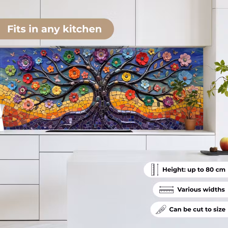 Kitchen splashback - Tree of life - Mosaic - Flowers - Colorful - Cheerful — 7