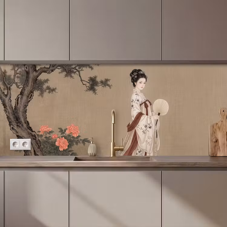 Kitchen splashback - Woman - Asia - Art - Beige — 1