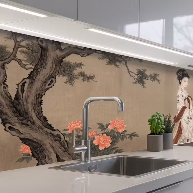 Kitchen splashback - Woman - Asia - Art - Beige — 2