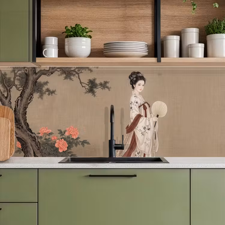 Kitchen splashback - Woman - Asia - Art - Beige — 8