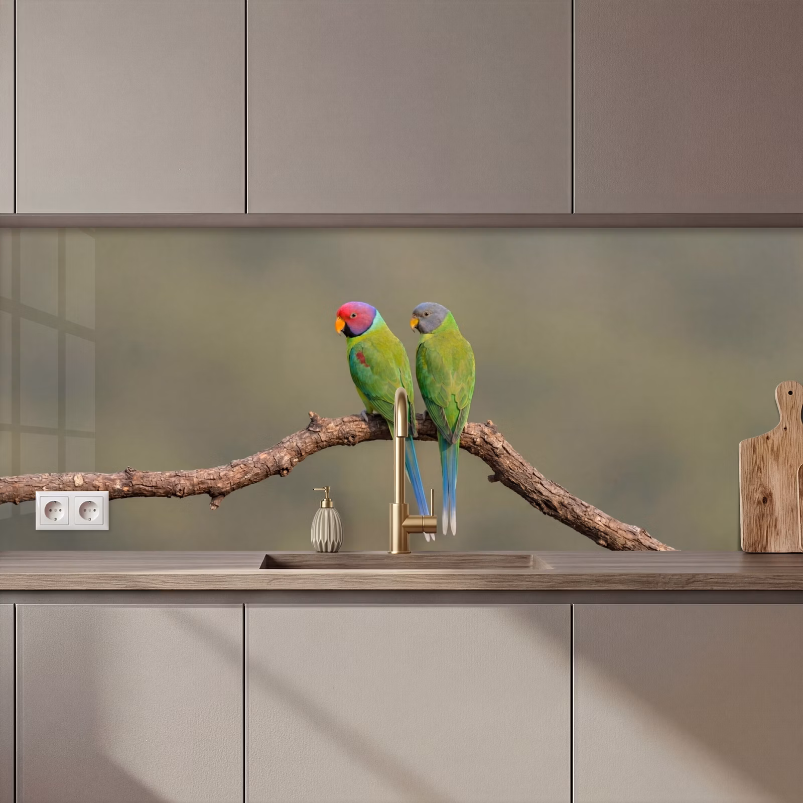 Kitchen splashback - Parrot - Branch - Nature - Colorful — 1