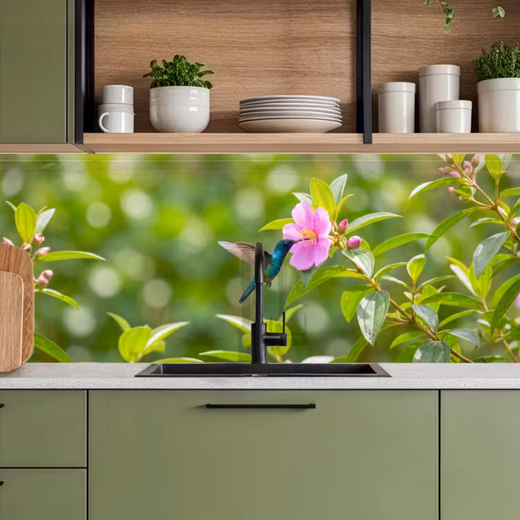 Kitchen splashback - Hummingbird - Flower - Nature - Green — 8