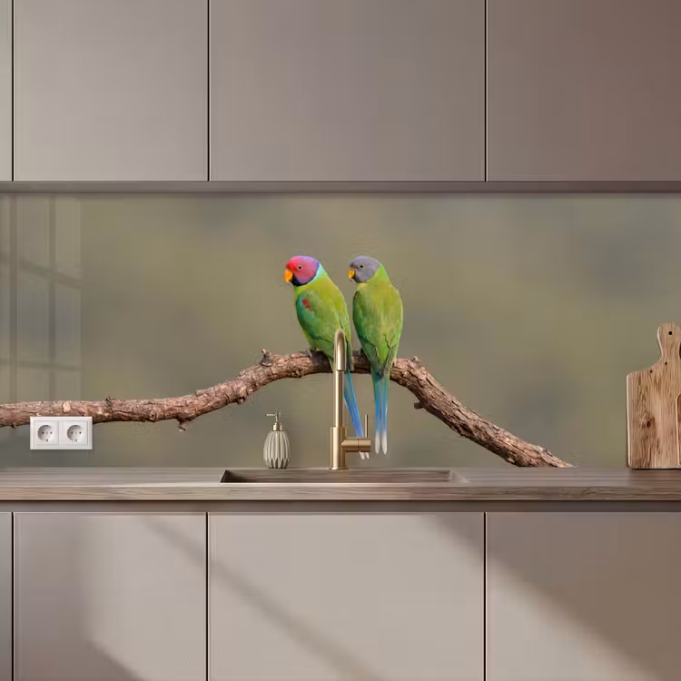 Kitchen splashback - Parrot - Branch - Nature - Colorful — 1