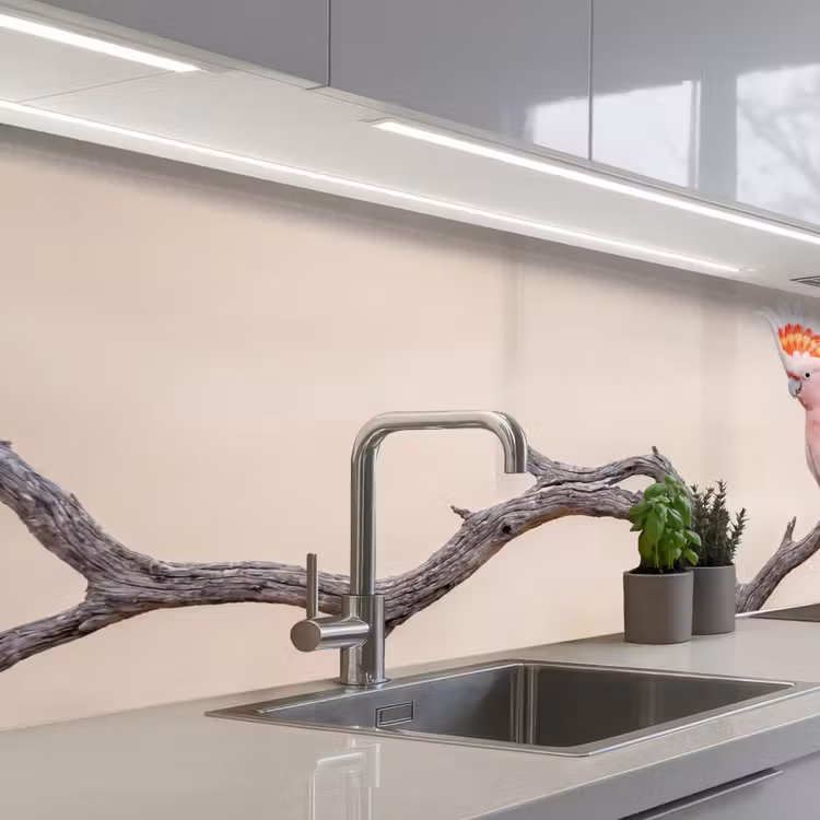 Kitchen splashback - Parrot - Branch - Pink — 2