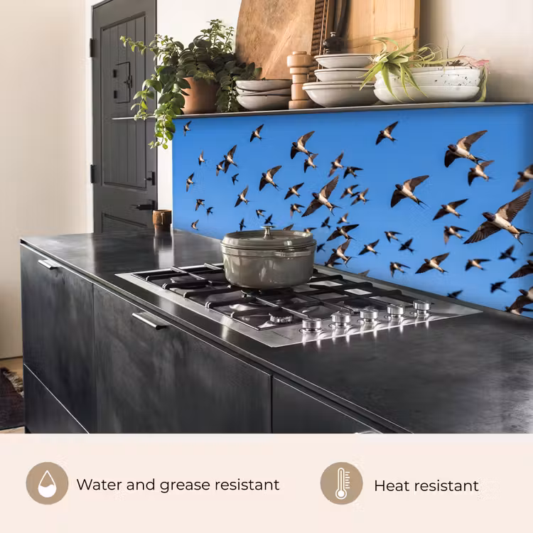 Kitchen splashback - Swallows - Flies - Blue — 5