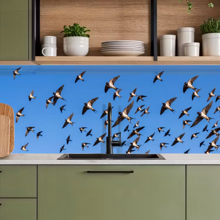 Kitchen splashback - Swallows - Flies - Blue — 8