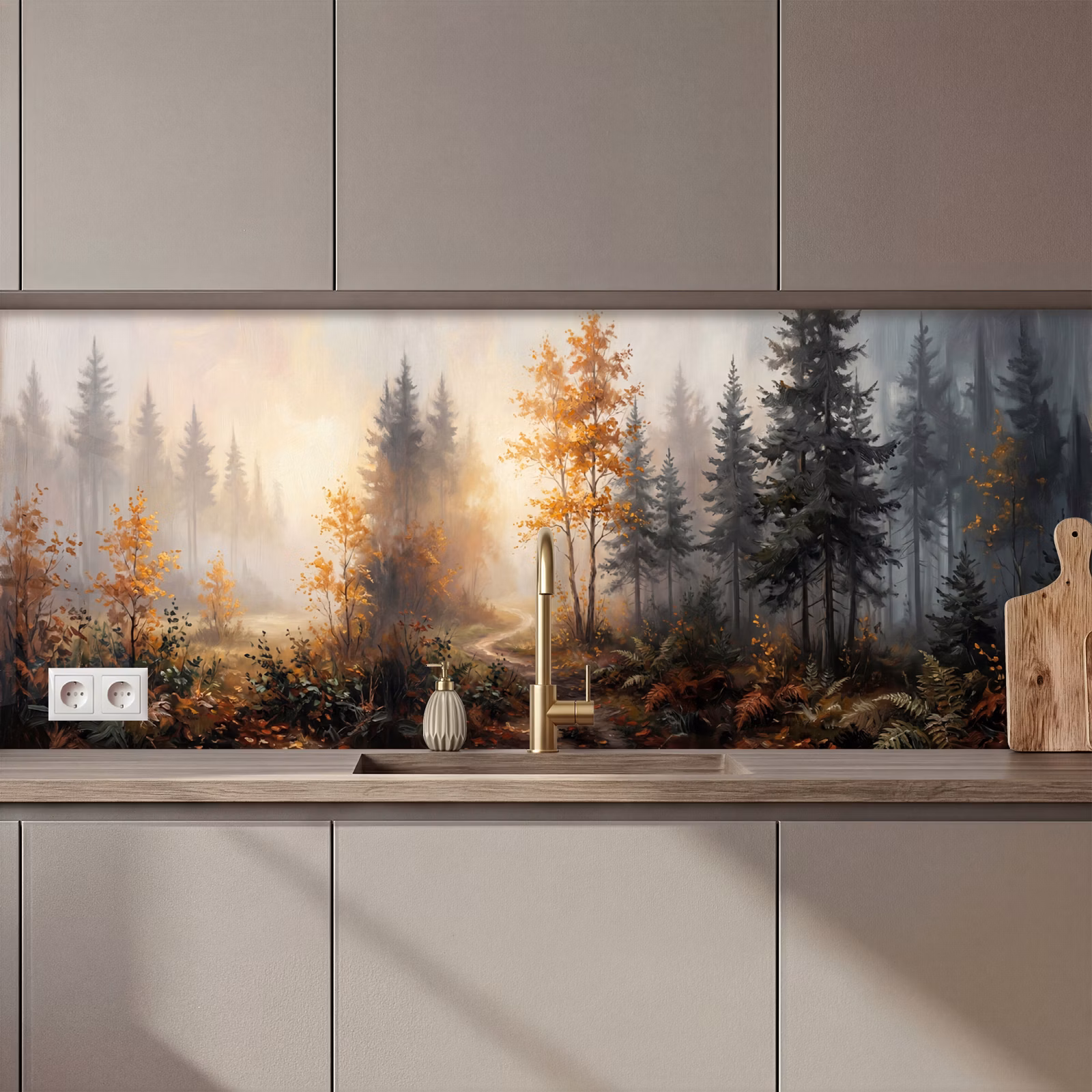Kitchen splashback - Forest path - Autumn leaves - Nature - Picturesque - Orange — 1