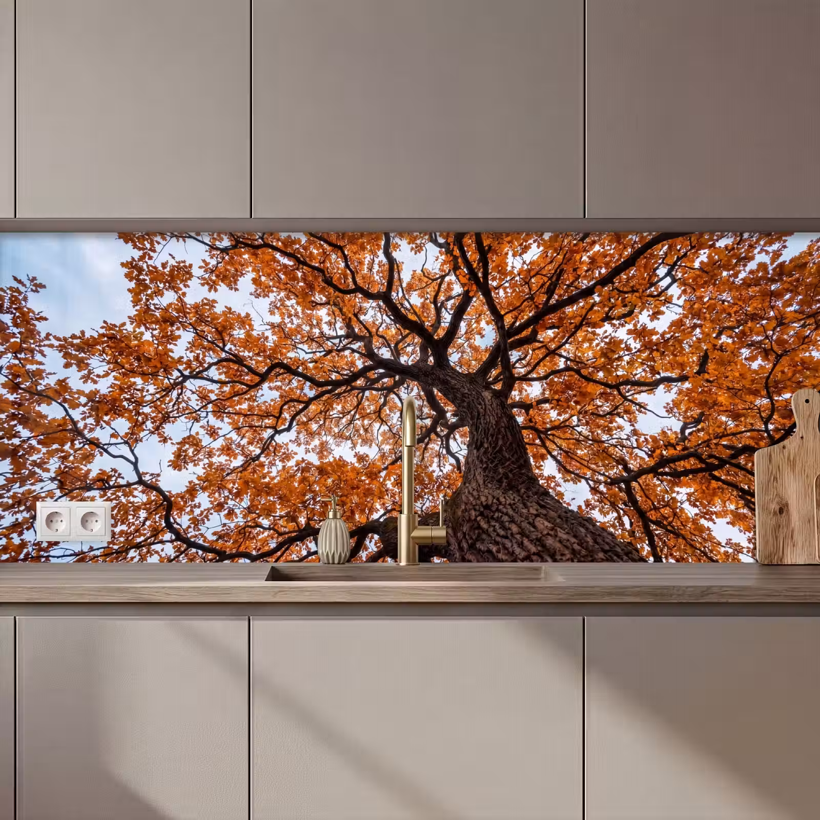 Kitchen splashback - Tree - Canopy - Autumn - Orange - Atmospheric — 1