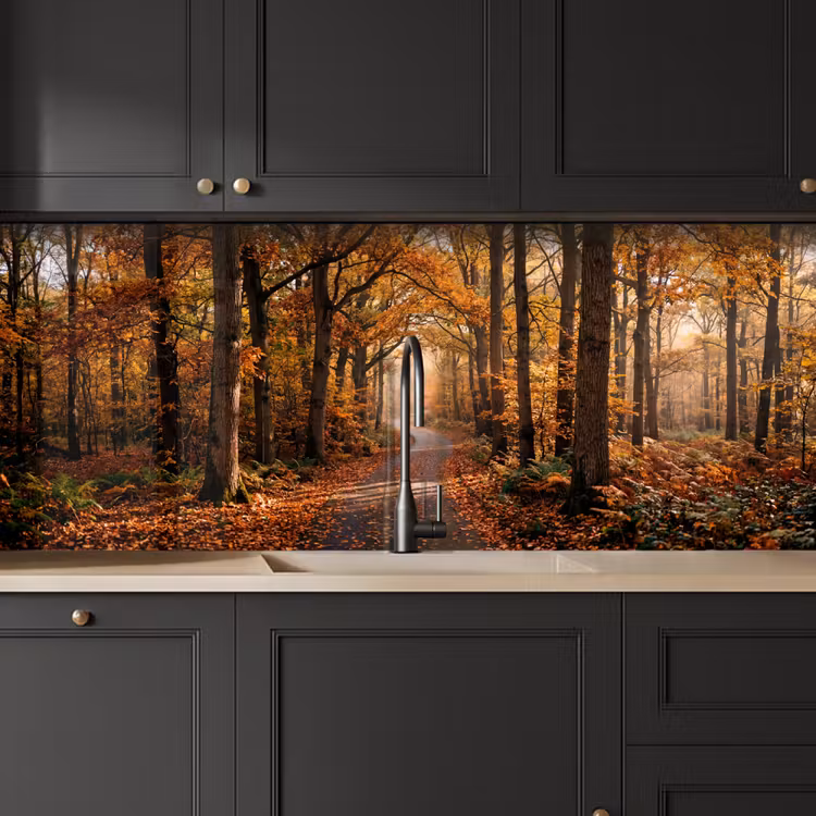 Kitchen splashback - Forest path - Autumn forest - Leaves - Orange - Nostalgic — 6