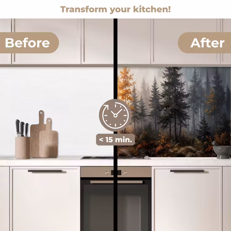 Kitchen splashback - Forest path - Autumn leaves - Nature - Picturesque - Orange — 3
