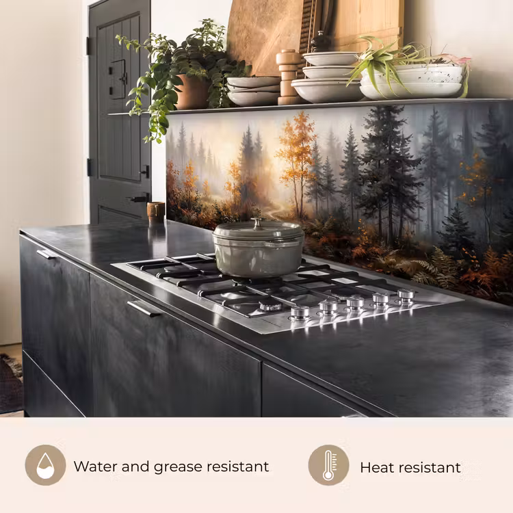 Kitchen splashback - Forest path - Autumn leaves - Nature - Picturesque - Orange — 5
