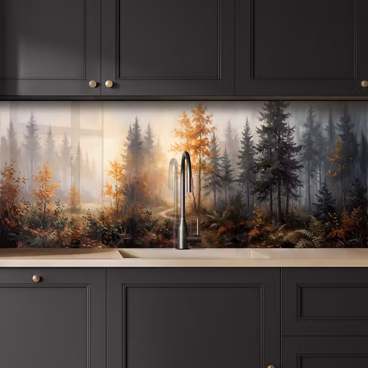 Kitchen splashback - Forest path - Autumn leaves - Nature - Picturesque - Orange — 6