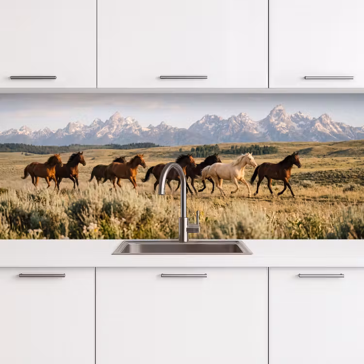 Kitchen splashback - Horses - Herd - Mountains - Freedom - Wild — 4