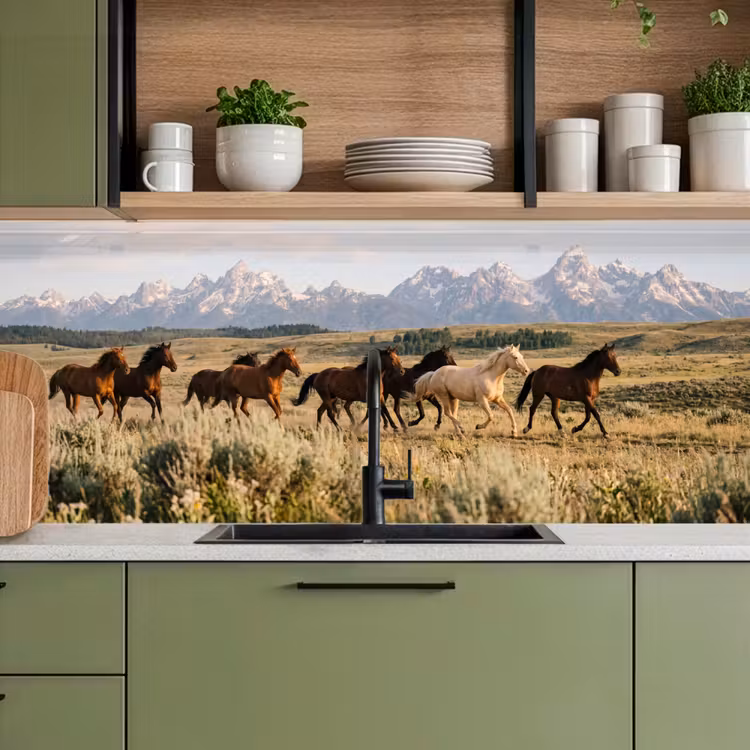 Kitchen splashback - Horses - Herd - Mountains - Freedom - Wild — 8