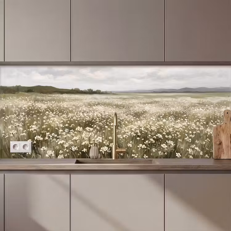Kitchen splashback - Illustration - Landscape - White — 1