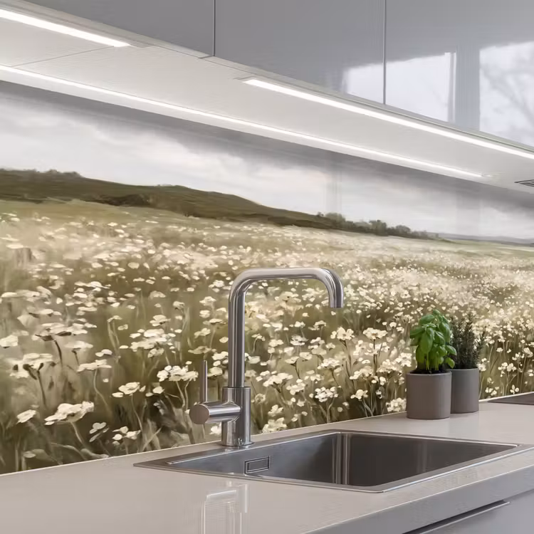 Kitchen splashback - Illustration - Landscape - White — 2