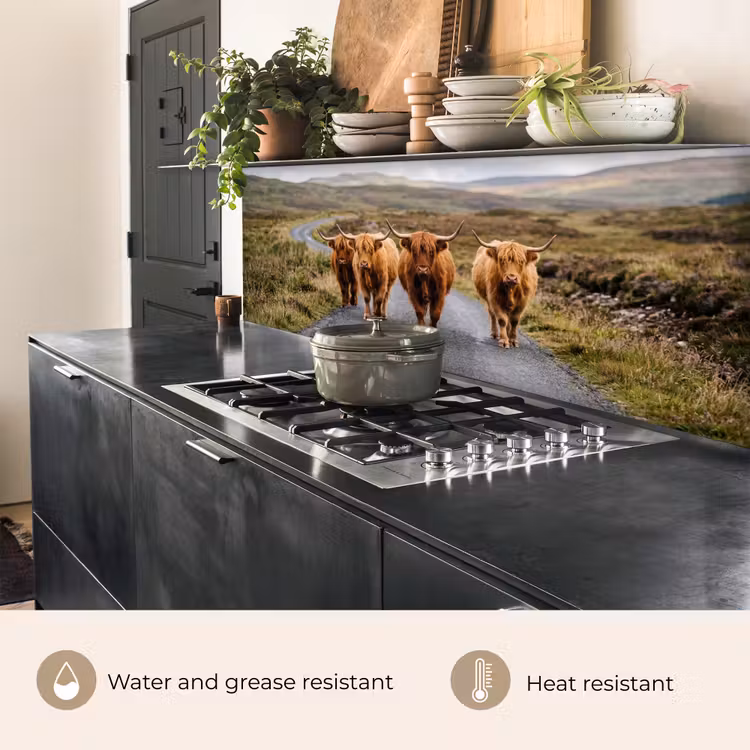 Kitchen splashback - Scottish Highlanders - Road - Landscape - Herd — 5