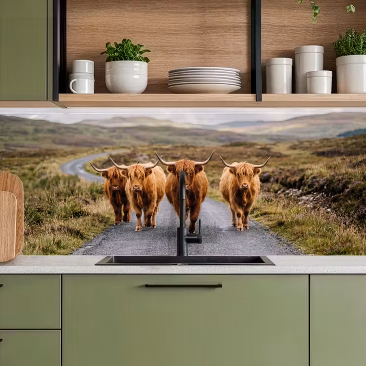 Kitchen splashback - Scottish Highlanders - Road - Landscape - Herd — 8