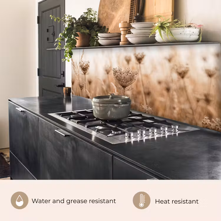 Kitchen splashback - Screen flower - Dry flower - Winter - Beige - Minimalist — 5