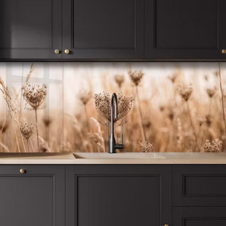 Kitchen splashback - Screen flower - Dry flower - Winter - Beige - Minimalist — 6