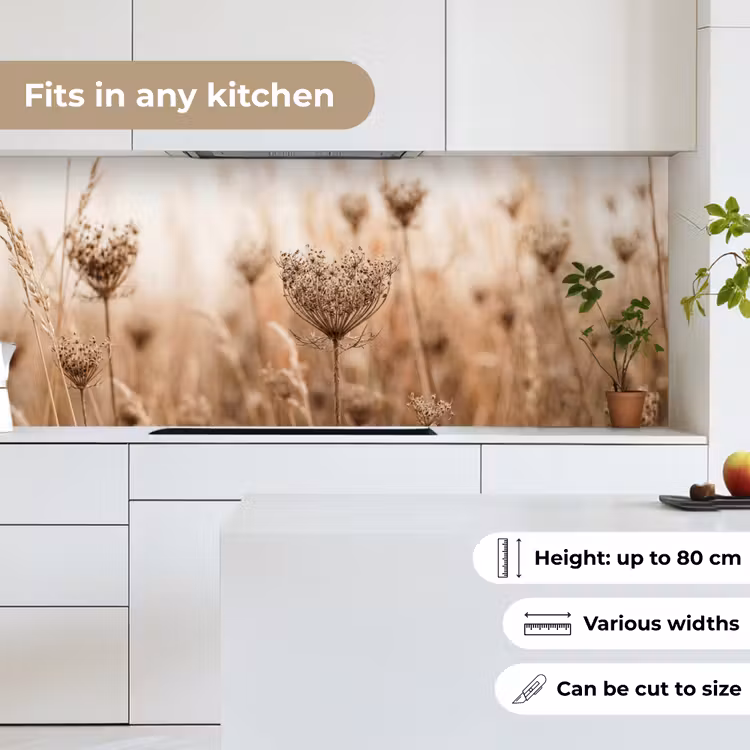 Kitchen splashback - Screen flower - Dry flower - Winter - Beige - Minimalist — 7