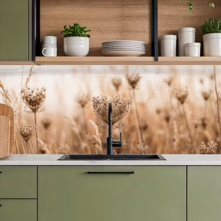 Kitchen splashback - Screen flower - Dry flower - Winter - Beige - Minimalist — 8