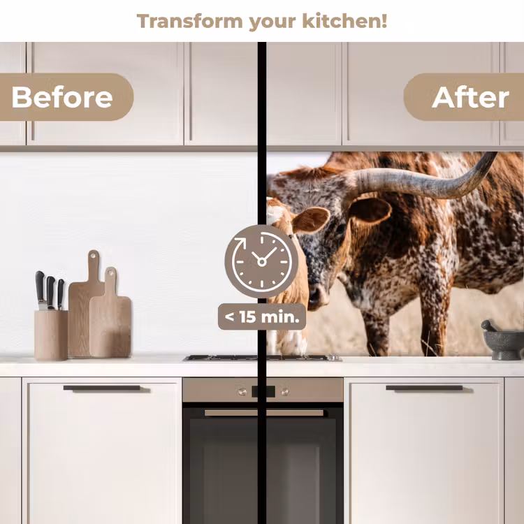 Kitchen splashback - Texas Longhorn - Calf - Pasture - Animals — 3