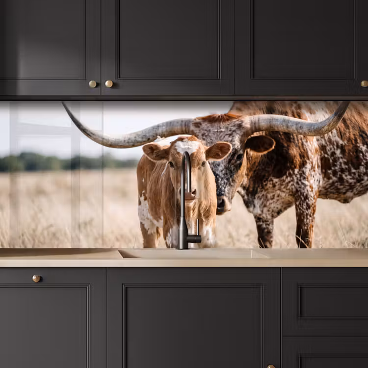 Kitchen splashback - Texas Longhorn - Calf - Pasture - Animals — 6