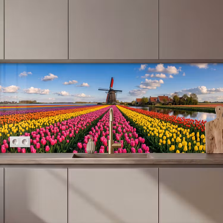 Kitchen splashback - Tulips - Holland - Mill - Colorful — 1