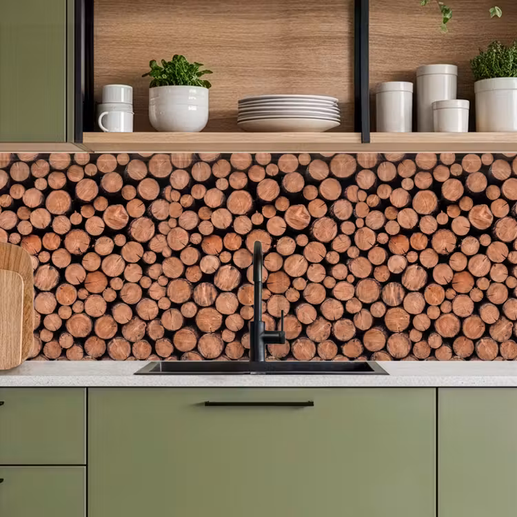Kitchen splashback - Logs - Texture - Pattern - Brown - Rustic — 8