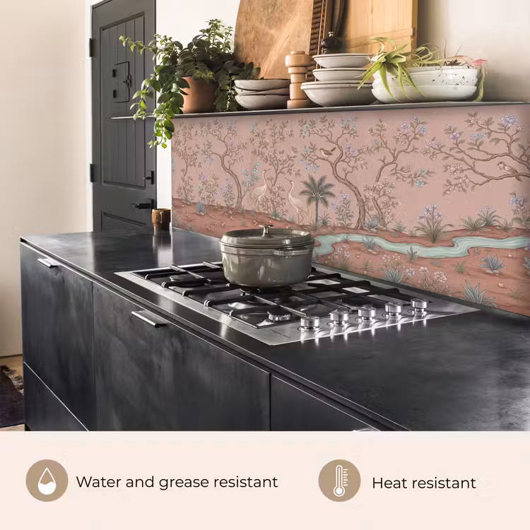 Kitchen splashback - Nostalgic - Herons - Pink — 5