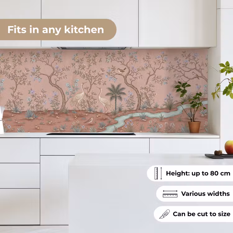 Kitchen splashback - Nostalgic - Herons - Pink — 7