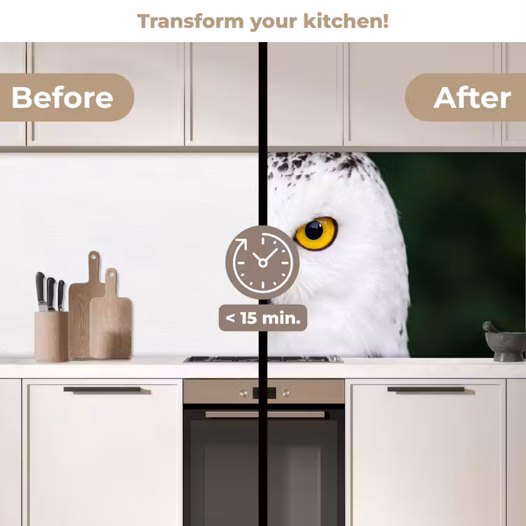 Kitchen splashback - Snowy owl - Portrait - Yellow — 3