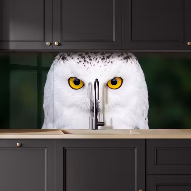 Kitchen splashback - Snowy owl - Portrait - Yellow — 6