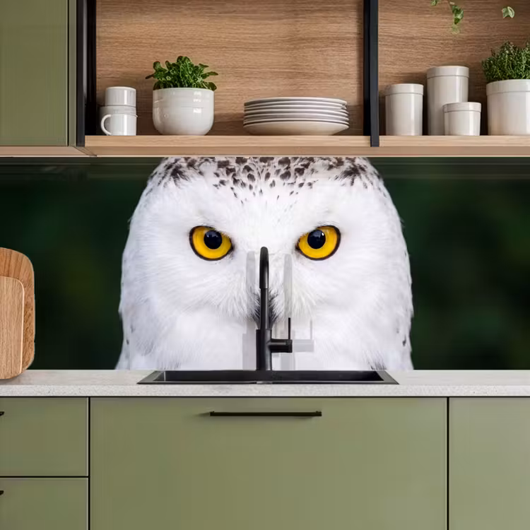 Kitchen splashback - Snowy owl - Portrait - Yellow — 8
