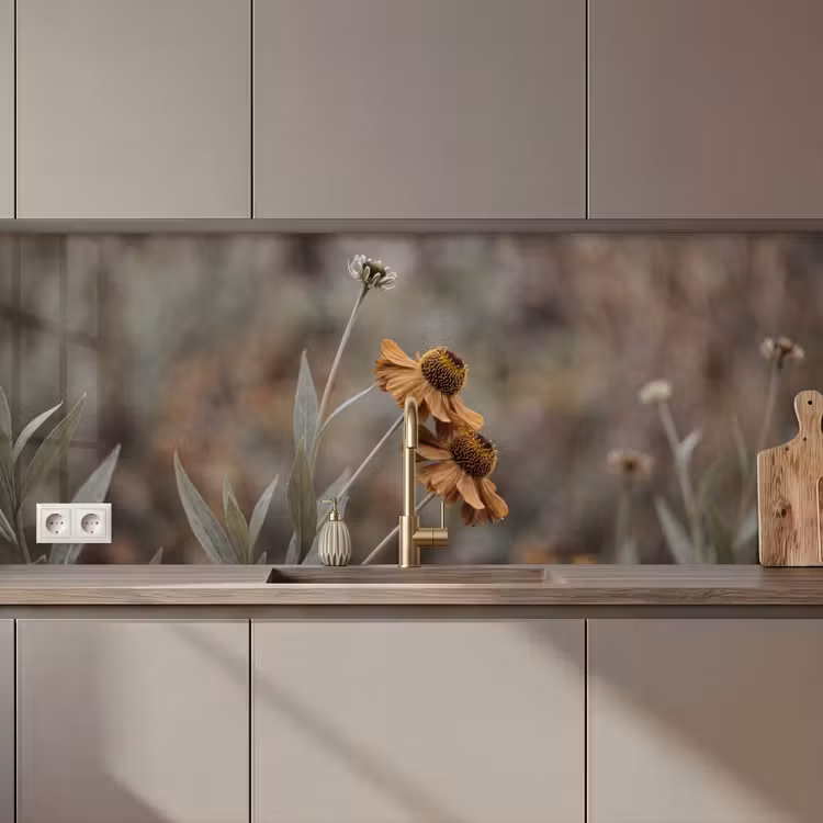 Kitchen splashback - Sun hat - Dry flowers - Yellow - Warm — 1