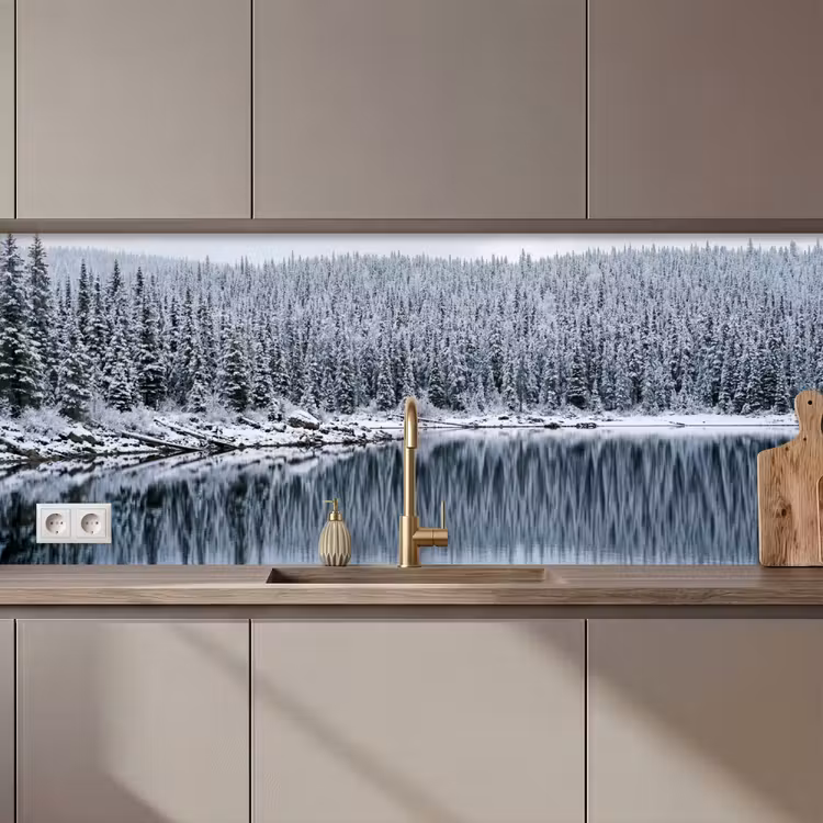 Kitchen splashback - Forest - Reflection - Lake - Winter - Serene — 1