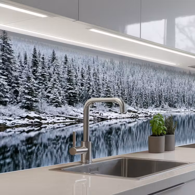 Kitchen splashback - Forest - Reflection - Lake - Winter - Serene — 2