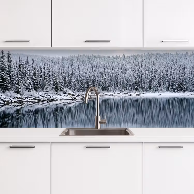 Kitchen splashback - Forest - Reflection - Lake - Winter - Serene — 4