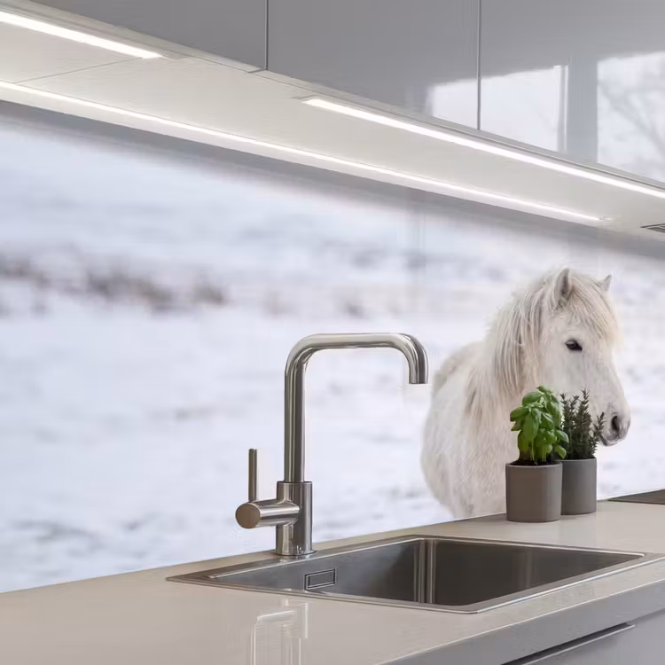 Kitchen splashback - Horse - Head - Winter - Animals - White — 2