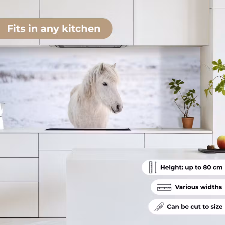 Kitchen splashback - Horse - Head - Winter - Animals - White — 7