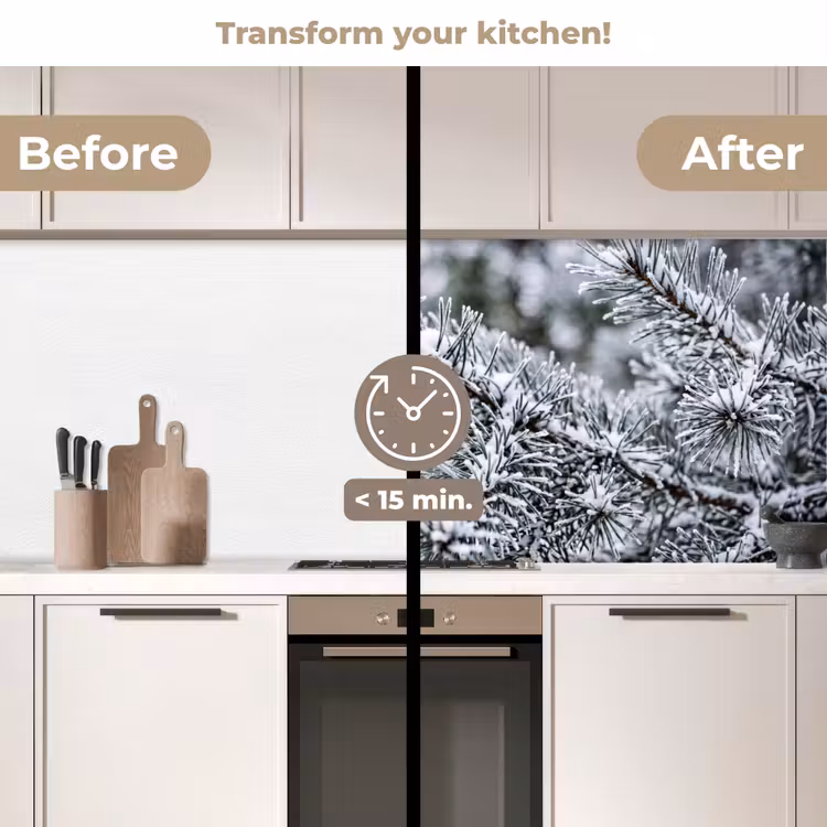 Kitchen splashback - Pine cone - Branch - Snow - Winter - Atmospheric — 3